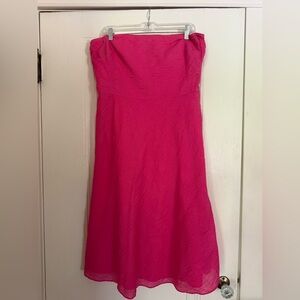 Vintage J. Crew Crinkle Gauze Pink Strapless Dress